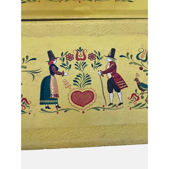 Vintage Kentley Yellow Buffet Trays Set Of 3 Folk Art Design MCM Grand Rapids - Picture 3 of 6